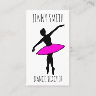 Carte De Visite Pink Ballerina Silhouette Ballet Toe Dance Enseign