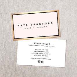 Carte De Visite Pink Beauty Salon Professional Gold Border