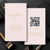 Pink & Beige-Gold Minimal Élégant, Salon QR Code