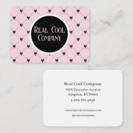 Carte De Visite Pink & Black Bow Monogram