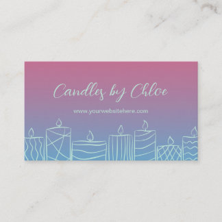 Carte De Visite Pink & Blue Scribbled Candles Candle Maker QR Code