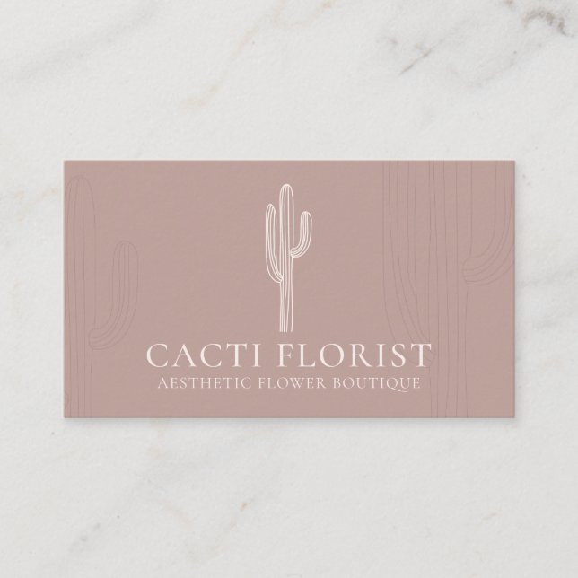 Carte De Visite Pink Blush Abstrait Boho Cactus (Devant)