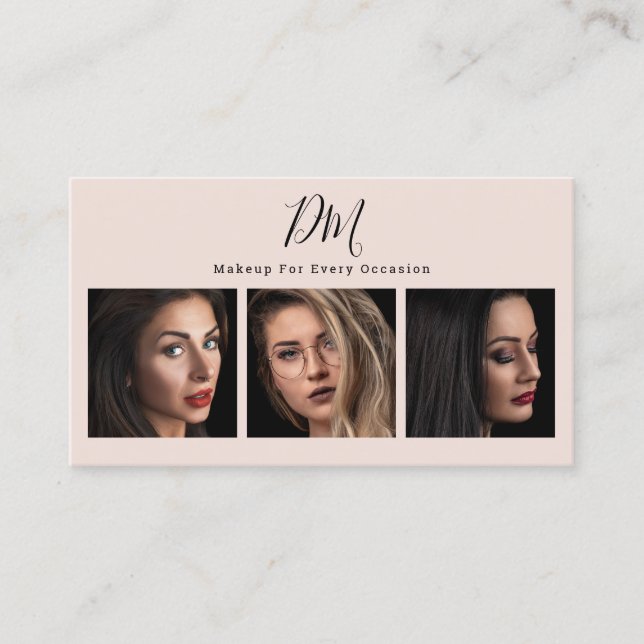 Carte De Visite Pink blush moderne photo collage chic maquillage a (Devant)