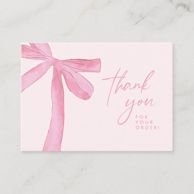 Carte De Visite Pink bow Custom business Handlettering (Devant)
