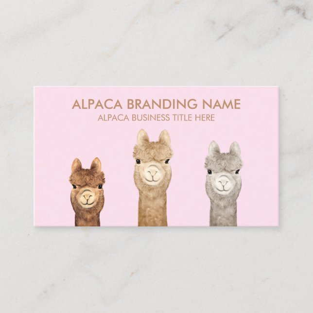 Carte De Visite Pink Brown Alpaca animal (Devant)