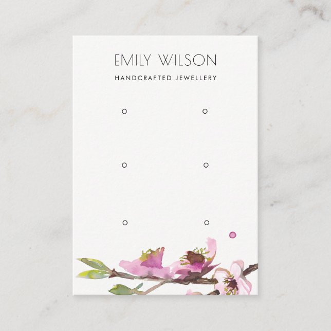 CARTE DE VISITE PINK CHERRY BLOSSOM FLORAL 3 EARRY AFFICHER LOGO (Devant)
