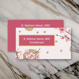 Carte De Visite Pink Cherry Blossom Psychothérapeute en santé ment