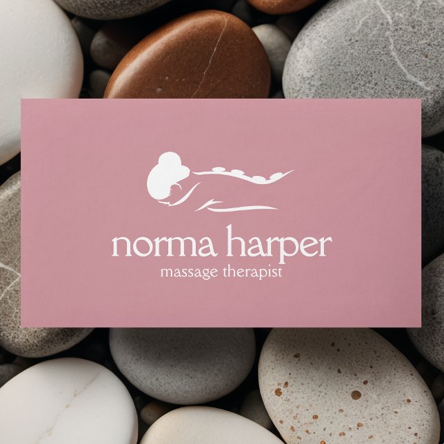 Carte De Visite Pink Chic Stone Massage Thérapie Bien-être Spa (Créateur téléchargé)
