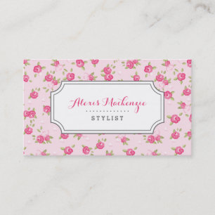 Carte De Visite Pink Chic Vintage Floral Print
