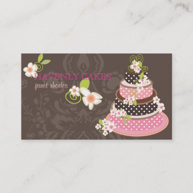 Carte De Visite Pink + Chocolat Mariage Gâteau/boulangerie/pâtisse (Devant)