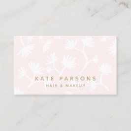 Carte De Visite Pink clair brossé motif floral cheveux et maquilla