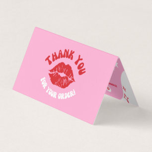 Carte De Visite Pink Custom Business Social Media Merci plié