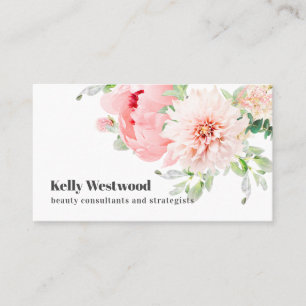 Carte De Visite Pink Dahlia Flowers Consultante en Beauté