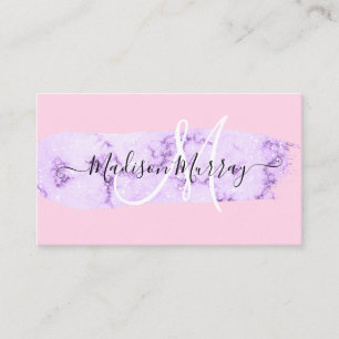 Carte De Visite Pink et Lilac Purple Unicorne Nom du monogramme