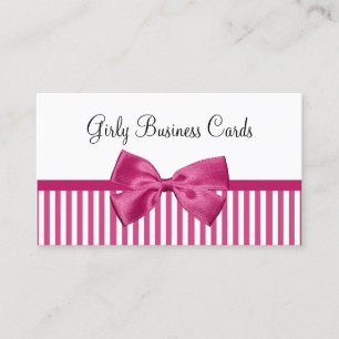 Carte De Visite Pink et White Stripes, une belle cave rose