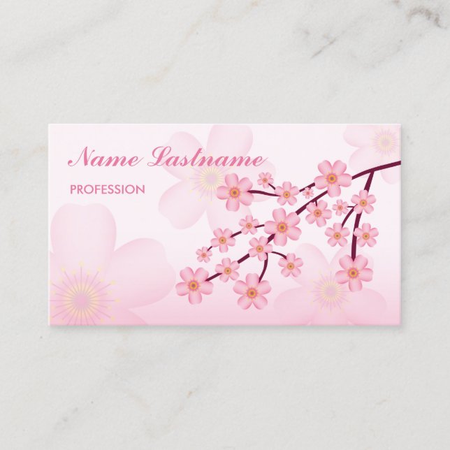 Carte De Visite Pink Floral Sakura Cherry Blossom Tree Branche (Devant)