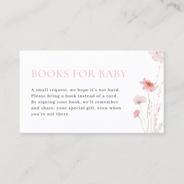 Carte De Visite Pink Girl Baby in Bloom Livres pour Baby Card (Devant)