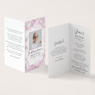 Carte De Visite Pink Hydrangea Watercolor Funeral Prière