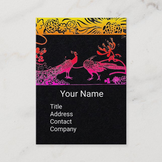 Carte De Visite PINK MARIAGES INSÉPARABLES MONOGRAM Black Paper (Devant)