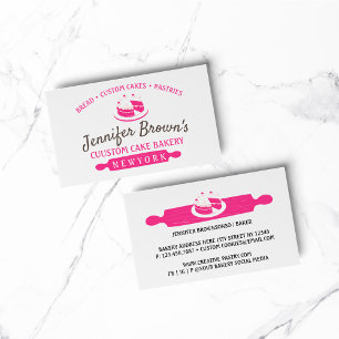 Carte De Visite Pink Minimal boulangerie Chef pâtisserie gâteau