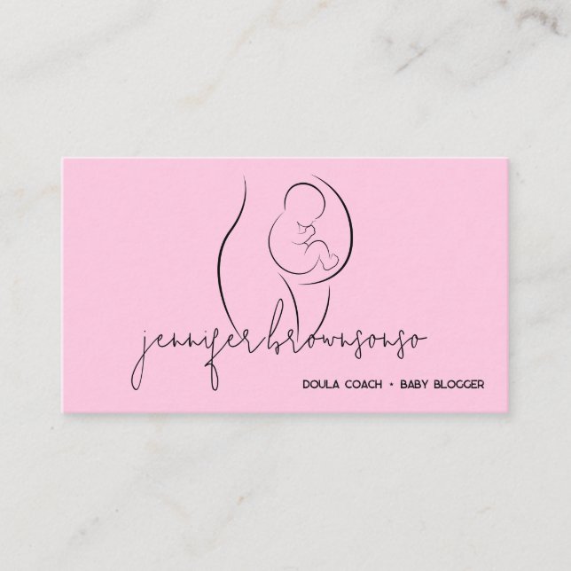Carte De Visite Pink Minimal unique Doula Entraîneur de naissance  (Devant)