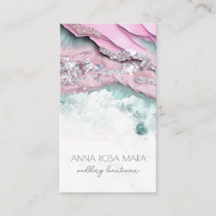 Carte De Visite *~* PINK MINT QR Agate Glam Luxe AP66
