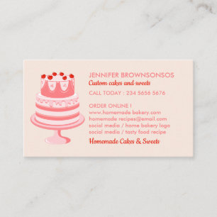 Carte De Visite Pink One Side Boulangerie pâtissier pâtissier