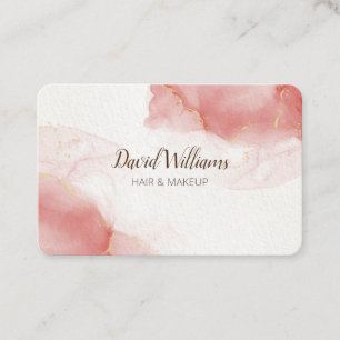 Carte De Visite Pink Or Art Moderne Liquide Aquarelle d'affaires C