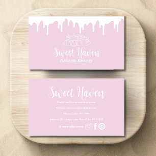 Carte De Visite Pink Pastel Cuisine à goutte boulangerie d'ustensi