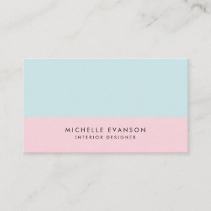 Carte De Visite Pink Pastel et bleu Aqua Colorblock Minimaliste