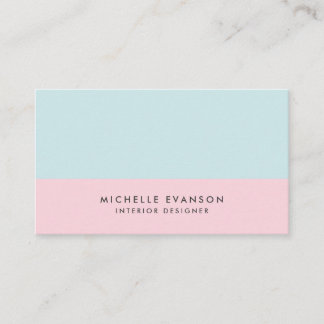 Carte De Visite Pink Pastel et bleu Aqua Colorblock Minimaliste