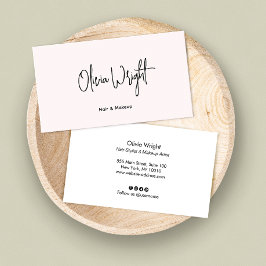 Carte De Visite Pink pastel minimaliste, Script de signature, Bus