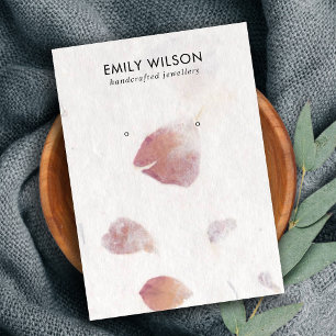 CARTE DE VISITE PINK PETAL FABRIQUÉ À LA MAIN PAPIER STUD EARRÊ