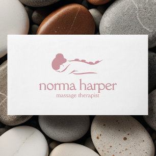 Carte De Visite Pink Plain Stone Massage Thérapie Bien-être Spa de