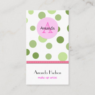Carte De Visite Pink Polka Dots, Green Polka Dots, Dots, Dotted