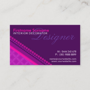 Carte De Visite Pink Purple Damask Dots Style Designer Business Ca
