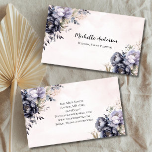 Carte De Visite Pink Purple Floral Flowers Mariage Planificateur d