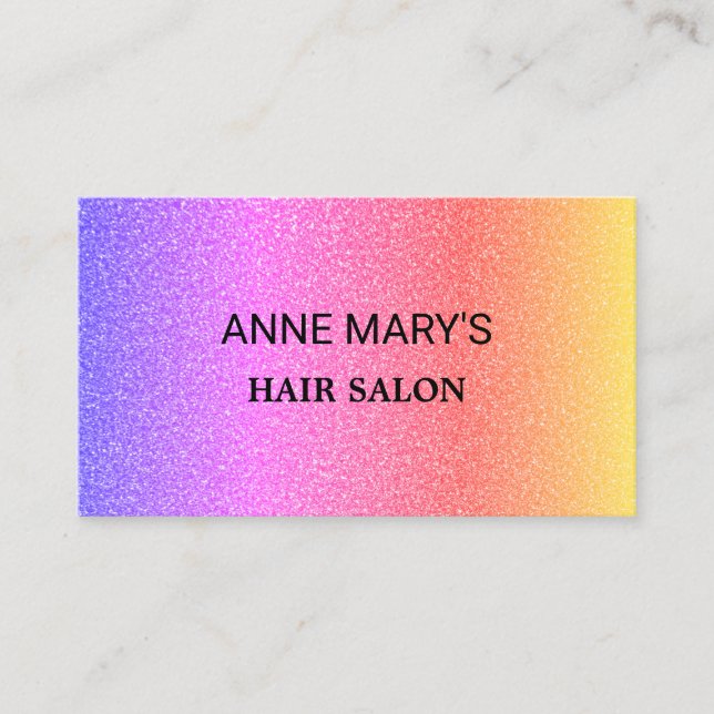 Carte De Visite Pink Purple Ombre Glitter Hair Salon Hairdresser  (Devant)