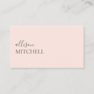 Carte De Visite Pink rose pâle minimaliste professionnel moderne