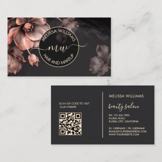 Carte De Visite Pink Shiny Flowers Black Logo