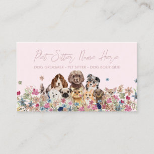 Carte De Visite Pink Simple Chien race Puppy Grooming Petsitter