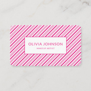 Carte De Visite Pink Stipes Beauté moderne avec code QR