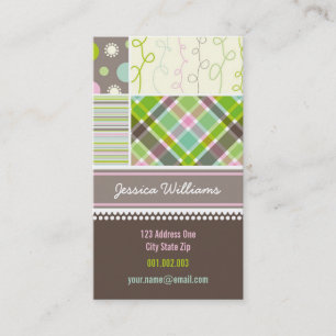 Carte De Visite Pink Stripes Checks Dots Scribbles Combo Motif