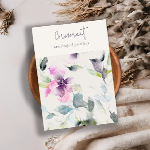 Carte De Visite Pink violet floral Script vierge porte-bijoux