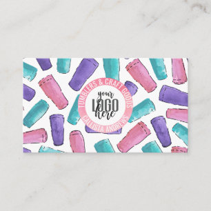 Carte De Visite Pink violet Turquoise Tumbler Aquarelle de l'artis