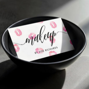 Carte De Visite Pink Watercolor Kiss   Calligraphie maquillage