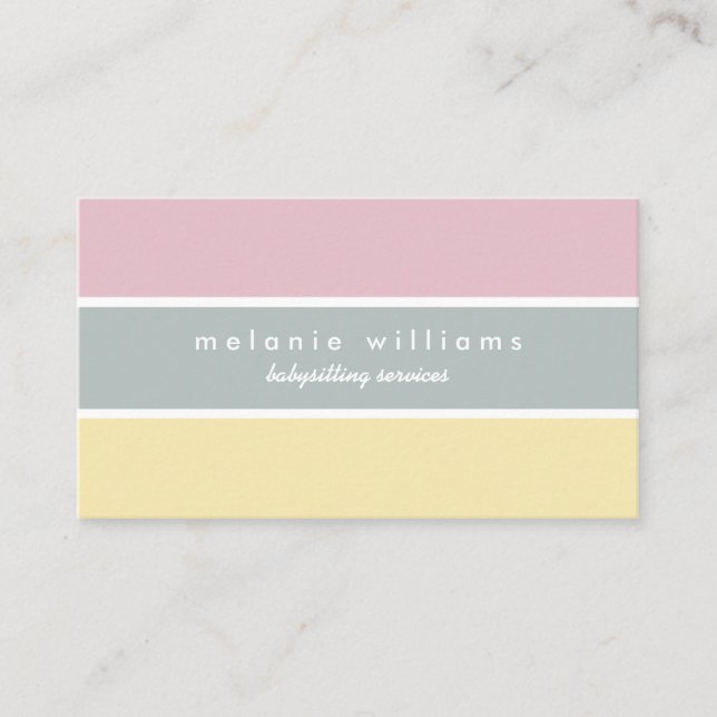 Carte De Visite Pink yellow cute feminine babysitting minimal card (Devant)