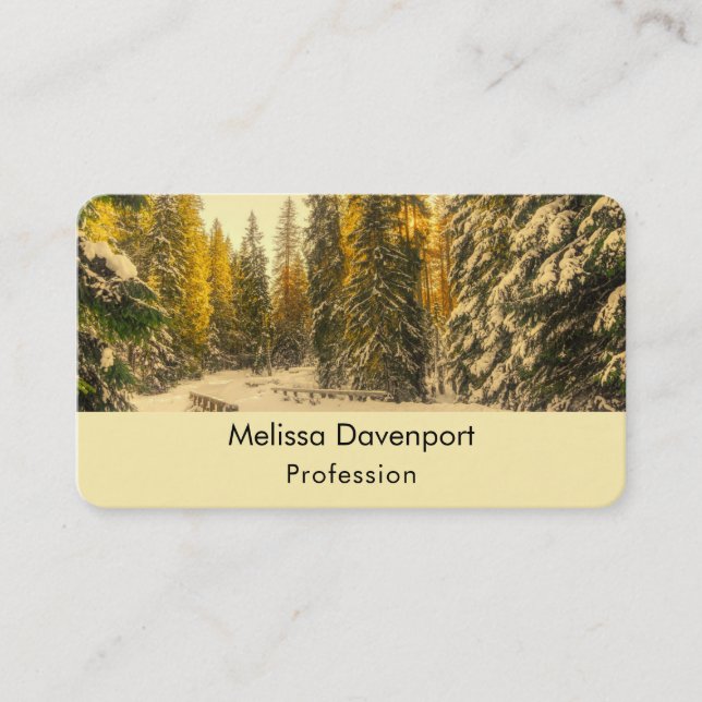 Carte De Visite Pins couverts de neige Forêt Nature Photo (Devant)