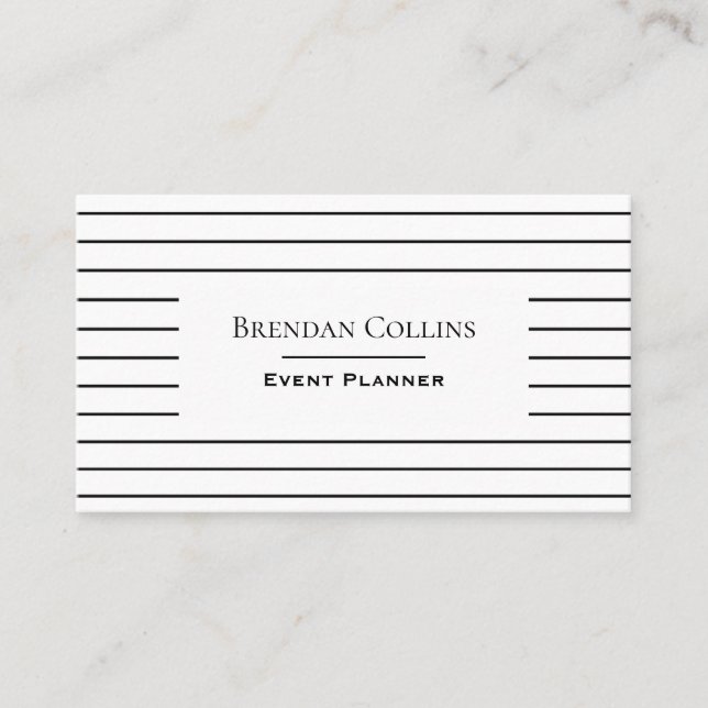 Carte De Visite Pinstripes design moderne noir & blanc (Devant)