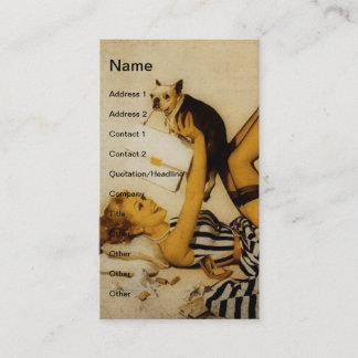 Carte De Visite Pinup Girl and Dog